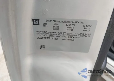 2011 Chevrolet Impala Lt z USA, uszkodzony, nr VIN 2G1WG5EK0B1153457